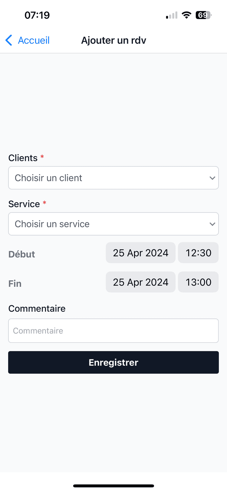 Aperçu : 📝 Prise de rendez-vous
