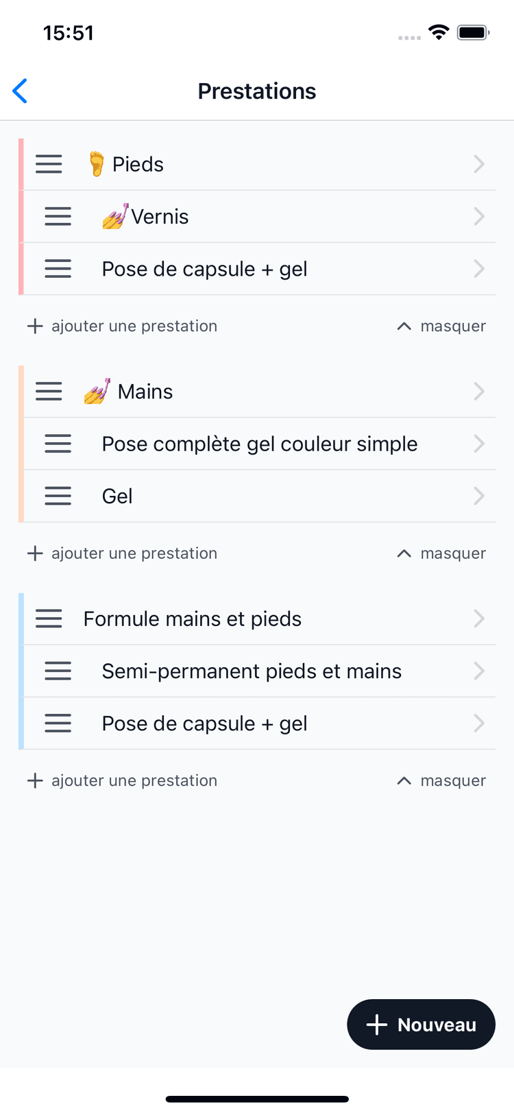 Aperçu : 💅 Vos prestations